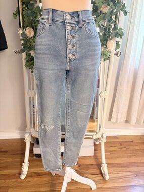 Express Women's Light Blue High Rise Jeans